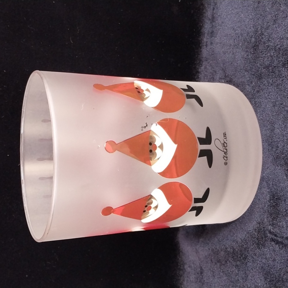 💥💥Culver Fat Santa Frosted Rocks Glass
